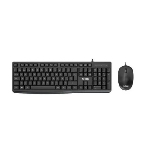 Nilox Kit Tastiera USB-A 105 Tasti Layout Italiano + Mouse Ottico 3 Tasti 1.200 DPI Cavo 1.5 m Nero