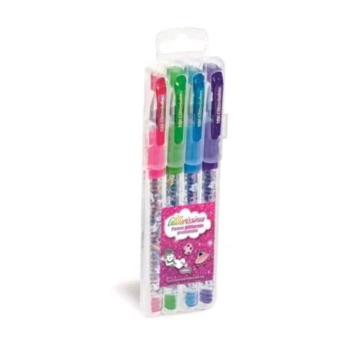 Lebez Unicorno Penne Gel Glitterate Colori Assortiti Conf 4 Pz.