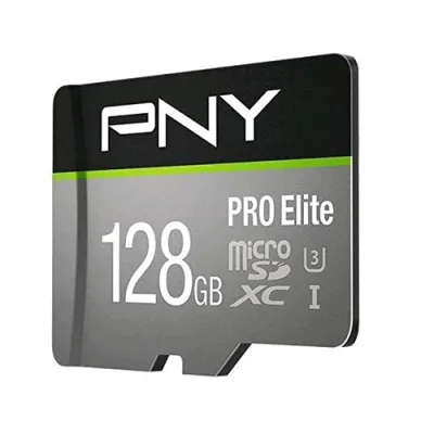 PNY Pro Elite Scheda Microsdxc da 128 GB Classe 10 Uhs-I U3 100 MB/S A1 V30 Nero Grigio