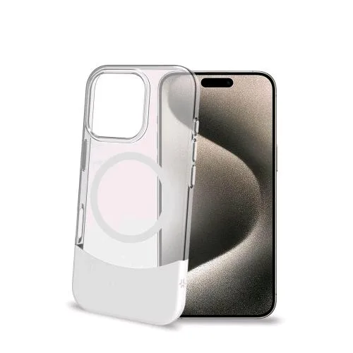 Celly Apple iPHONE 16 Pro Cover in Tpu Magsafe Trasparente Parte Inferiore in Materiale Soft-Touch Removibile Bianco