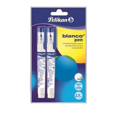 Pelikan Blanco Pen Correttore Liquido Bianco Punta Ad Ago 0.70mm Conf 2 Pz.