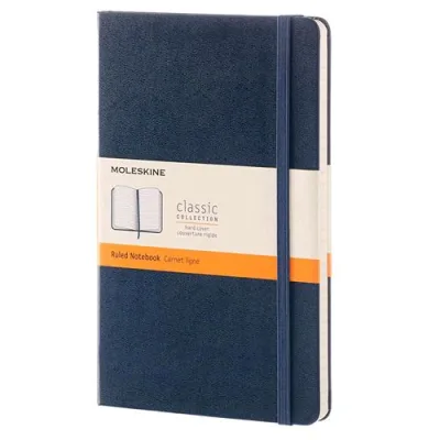 Moleskine Taccuino Large Rigido con Elastico 130X210 mm 240 Fogli a Righe Col. Blu