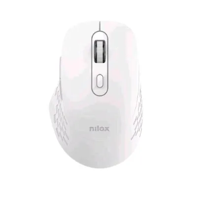 Nilox Mouse Ottico Egonomico Silenzioso Dual Wireless Bluetooth + Wireless 6 Pulsanti 1.600 DPI Bianco