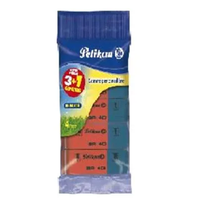 Pelikan BR 40 006533 Gomma in Lattice di Caucciù per Matita e Inchiostro Blu e Rossa Conf. 4 Pz.