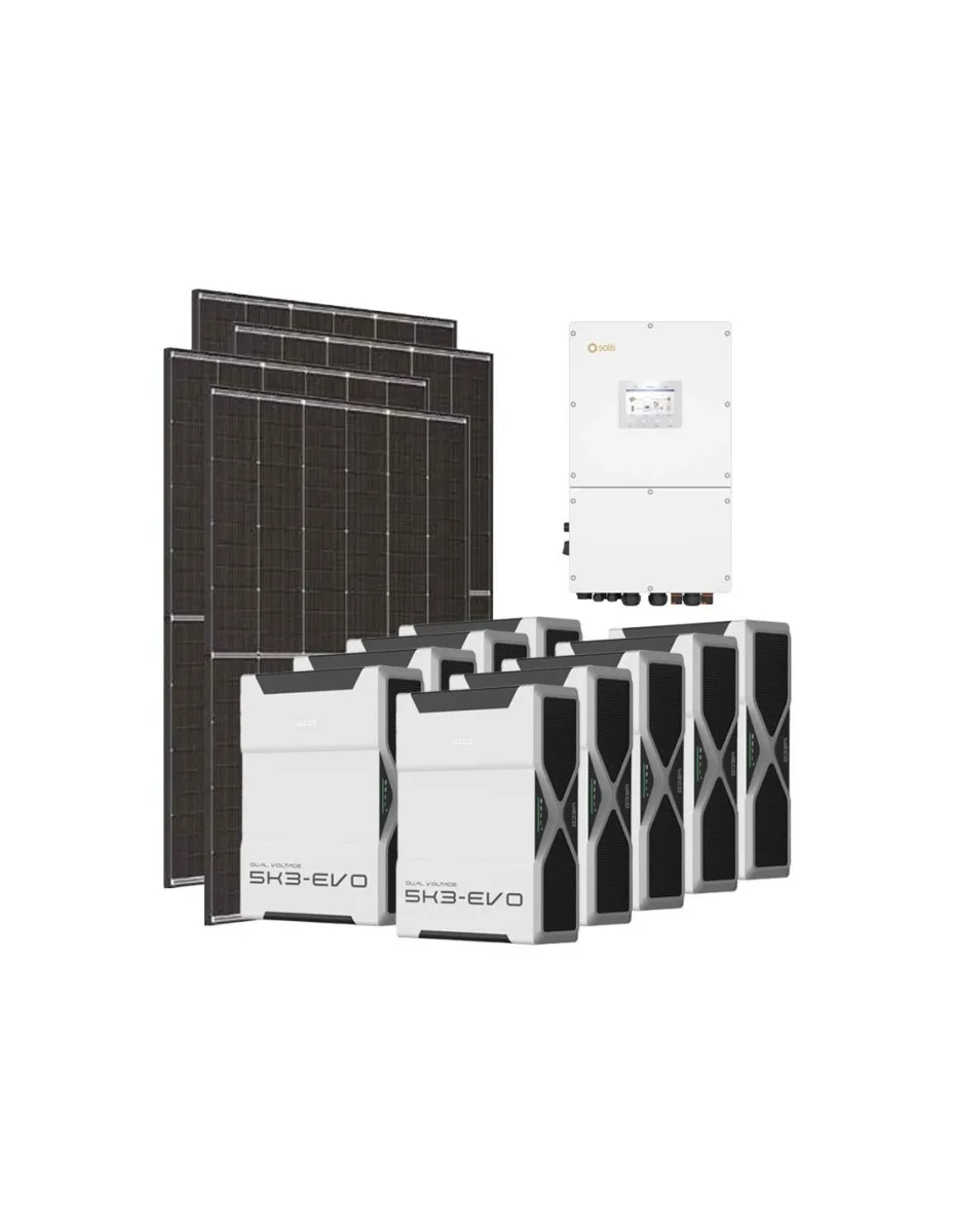 Kit fotovoltaico trifase 50050W inverter 50kW Solis litio 46.98kWh Weco EVO 5k3