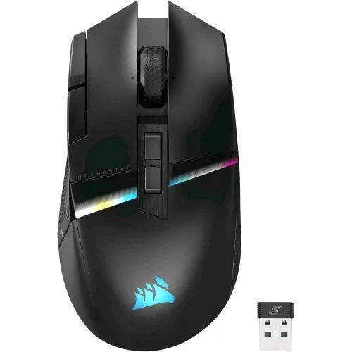 Corsair Darkstar RGB Mmo Mouse Gaming Ottico Wireless 26.000 DPI 15 Pulsanti Programmabili Wireless/Bluetooth/USB Compatibile con iCUE Nero