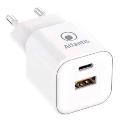 Atlantis Land Atlantis P008-PD35GN-2U Caricabatterie da Rete Gan PPS 35 W USB-A + USB-C 1 Porta PD Bianco
