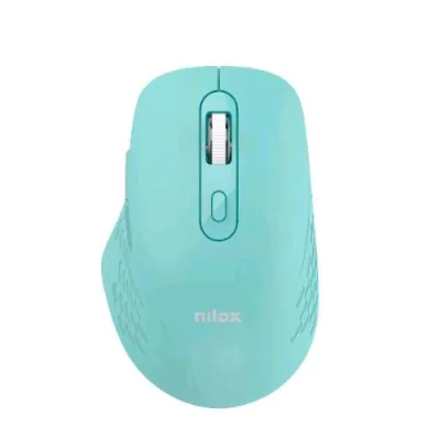 Nilox Mouse Ottico Egonomico Silenzioso Dual Wireless Bluetooth + Wireless 6 Pulsanti 1.600 DPI Verde Acqua