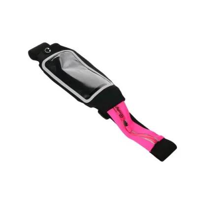 Celly Runbelt View Duo Cintura Elastica Regolabile Universale per Smartphone fino a 5'' Nero Rosa