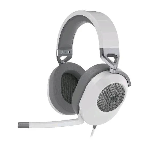 Corsair HS65 Surround Cuffiagaming con Microfono Omnidirezionale Audio Dolby Surround 7.1 Tecnologia Sonarworks Soundid Controllo del Volume su Padiglione Jack 3.5 Compatibile PC Xbox PS4 Mobile Bianco Grigio
