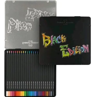Faber Castell Black Edition Pastelli Mina 0.7 mm Astuccio in Metallo Colori Assortiti Conf 24 Pz.