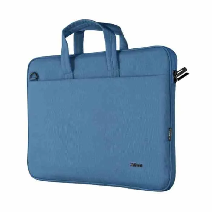 Trust Bologna Borsa per Notebook da 16" in Poliestere 2 Scomparti con Tracolla Blu Titanio