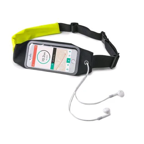 Celly Runbelt View Duo Cintura Elastica Regolabile Universale per Smartphone fino a 6.5'' Nero Giallo