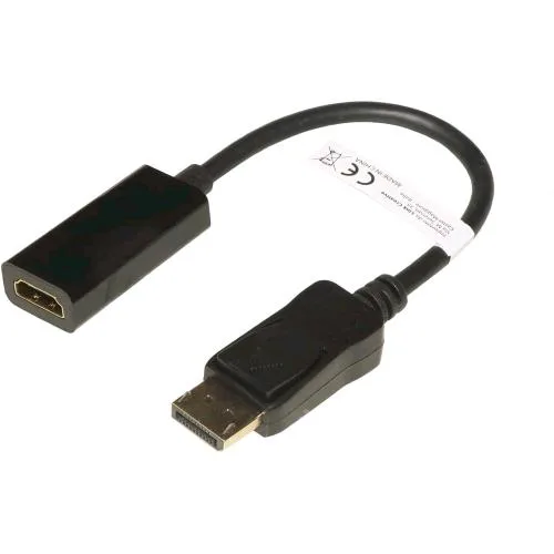 LINK LKADAT210 Adattatore da Displayport 1.2 Maschio Ad HDMI 1.4 Femmina Contatti Dorati 4K 30Hz 20cm Nero
