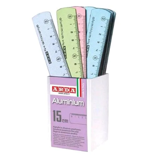 ARDA Profil Righelli in Alluminio 10 cm con Bordo Tirachina Colori Assortiti Conf 15 Pz.