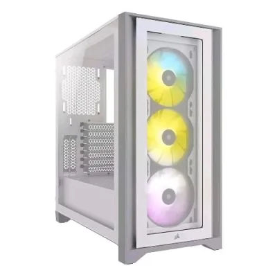 Corsair Icue 4000X Case Middle Tower Vetro Temperato No-Power Minitx Matx ATX 3 Ventole RGB Incluse Bianco