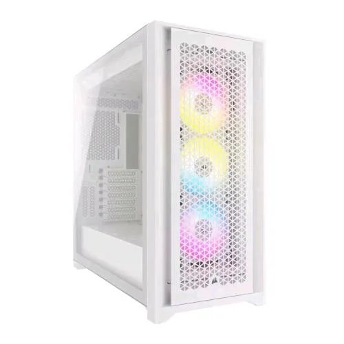 Corsair iCUE 5000D RGB Airflow Case Mid Tower ATX Pannello Laterale in Vetro Temperato 3XVENTOLE Corsair AF120MM RGB Elite 1XUSB-C 3.2 2XUSB-A 3.2 Jack/Audio Microfono Bianco
