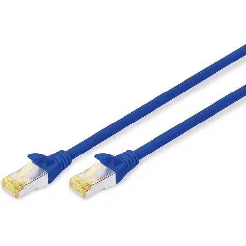 Digitus Cavo di Rete Patch S/FTP Cat 6A Doppia Schermatura 0.5 m Blu