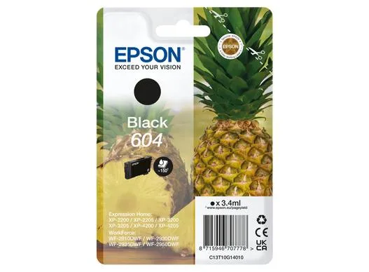 Epson 604 CARTUCCIA INK NERO 3.4 ML PER Expression Home XP-4200; Home Cinema 3200; Stylus Photo 2200