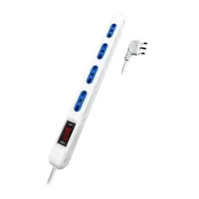 Atlantis Land Atlantis P011-SL2201-W Multipresa 4 Posti (4 ITA-Bipasso 10/16A) con Interruttore Super Slim Spina 10A a 90 Gradi Bianco