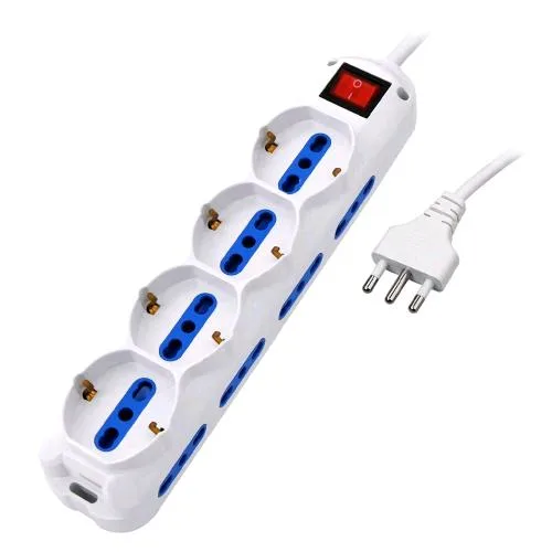 Atlantis P011-SL2514-W Multipresa 12 Posti - 4 Shucko-Bipasso ITA/EU 10/16A + 8 Bipasso ITA/EU 10/16A Interruttore Luminoso Spina 16A Bianco
