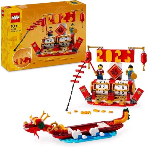 LEGO Calendario Festivo 2 Opzioni di Costruzione Calendario Luare e Festa delle Barche Drago con 2 Minifigure