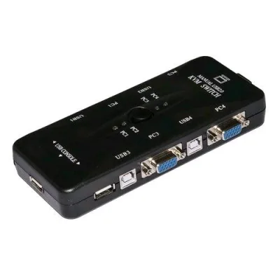 LINK LKKWM4 KVM Switch USB/VGA per 4 PC con 1 Mouse, 1 Tastiera USB e 1 Monitor VGA con Cavi Inclusi