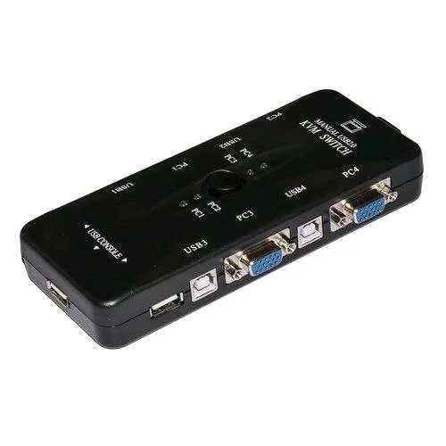 LINK LKKWM4 KVM Switch USB/VGA per 4 PC con 1 Mouse, 1 Tastiera USB e 1 Monitor VGA con Cavi Inclusi