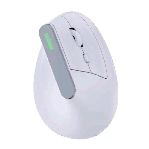 Nilox Mouse Ottico Verticale Wireless Ricaricabile Dual Bluetooth 5.2 + RF 2.4GHz 6 Pulsanti 1.6000 DPI Regolabili Illuminazione RGB Ergonomico Ricaricabile Tramite Porta USB-C Cavo Incluso Bianco