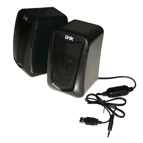 LINK LKSP03 Coppia Casse Audio Stereo 5 W USB + Jack 3.5mm con Controllo Volume Nero
