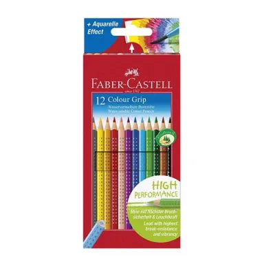 Faber Castell Colour Grip Pastelli Acquarellabili 3.3 mm Colori Assortiti Conf. 12 Pz.