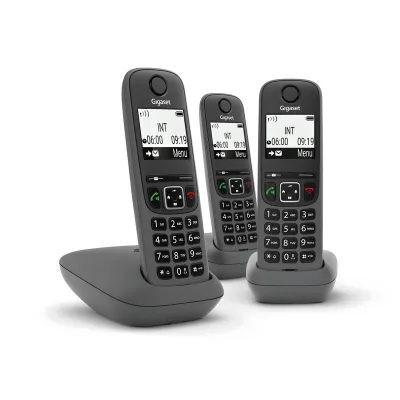 Gigaset AS490 Trio Cordless DECT + 2 Aggiuntivi Black