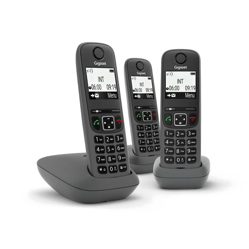 Gigaset AS490 Trio Cordless DECT + 2 Aggiuntivi Black