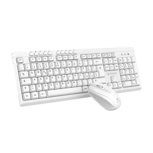 Atlantis Land Atlantis P013-AX290W-It Kit Tastiera + Mouse Wireless AX290 Multimediale 10 Tasti Tasto ai Copilot Layout Italiano Bianco