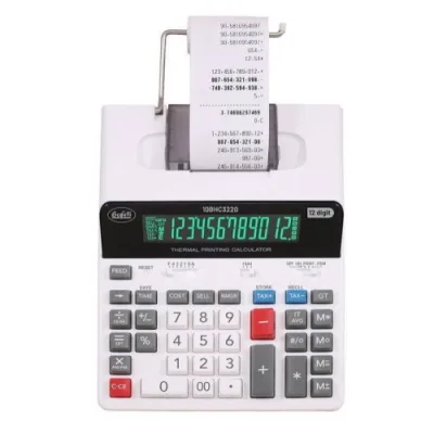 Holen HC-3220 Calcolatrice da Tavolo Scrivente Termica Display 12 Cifre Alimentatore Incluso Bianca