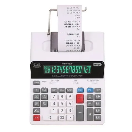Holen HC-3220 Calcolatrice da Tavolo Scrivente Termica Display 12 Cifre Alimentatore Incluso Bianca