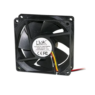 LINK LKV8025 Ventola per Case 80X80X25MM 12V Connettore 3 Fili con Viti Incluse Nero