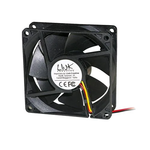 LINK LKV8025 Ventola per Case 80X80X25MM 12V Connettore 3 Fili con Viti Incluse Nero