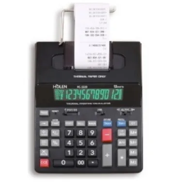 Iternet Holen HC-3220 Calcolatrice da Tavolo Scrivente Termica Display 12 Cifre Alimentatore Incluso Nera