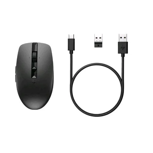 HP PC 710 Mouse Rechargeable Silenzioso Ottico 3.000 DPI 6 Pulsanti Scorimento Iperveloce Compatto Nero