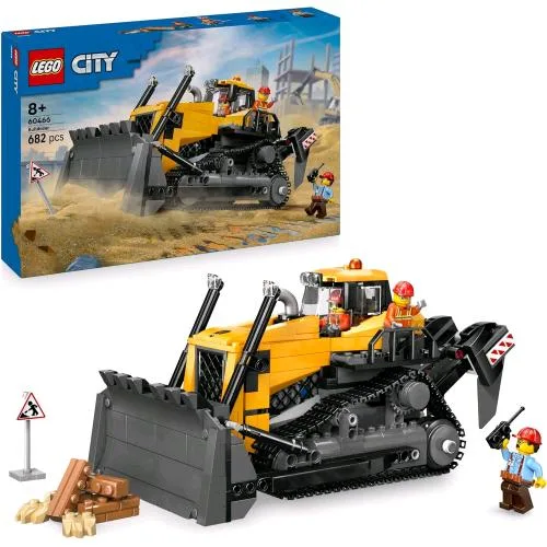 LEGO City Bulldozer Giallo Set con 3 Minifigure Mattoncini e Segnali Stradali