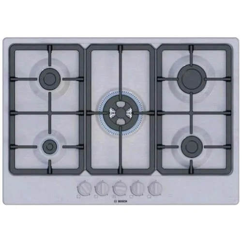 Bosch PGQ7B5K90 Piano Cottura a Gas 5 Fuochi 75 cm Piano in Acciaio Inox