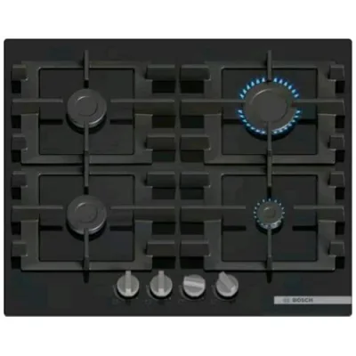 Bosch PNP6B6K40 Piano Cottura a Gas 4 Fuochi 60cm Piano in Vetrotemperato Nero