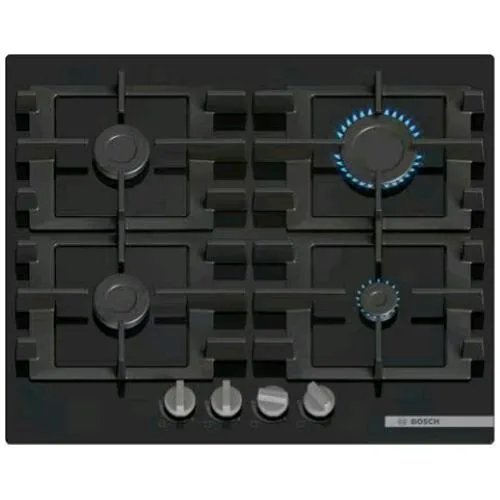 Bosch PNP6B6K40 Piano Cottura a Gas 4 Fuochi 60cm Piano in Vetrotemperato Nero