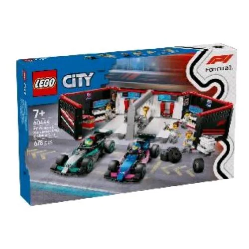 LEGO City Garage con Monop Mercedes-Amg Alpine F1 con le Minifigure di 2 Piloti e 4 Meccanici