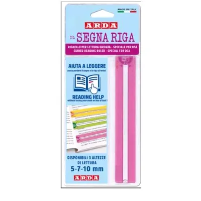 ARDA Righello Segnariga Lettura Facilitata per Dsa 10 cm 3 Spaziature Assortite
