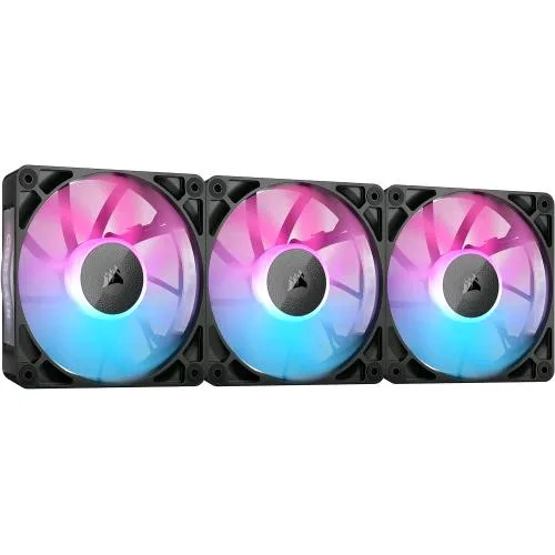 Corsair Icue Link RX120 RGB 120 mm Ventole PWM con Hub di Sistema Icue Link Cuscinetto a Cupola Magnetica Confezione 3 Pz. Nero
