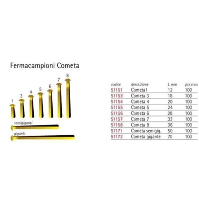 Molho Leone Cometa 8 Fermacampioni in Metallo 36mm Col. Giallo 100 Pz. x 10 Conf