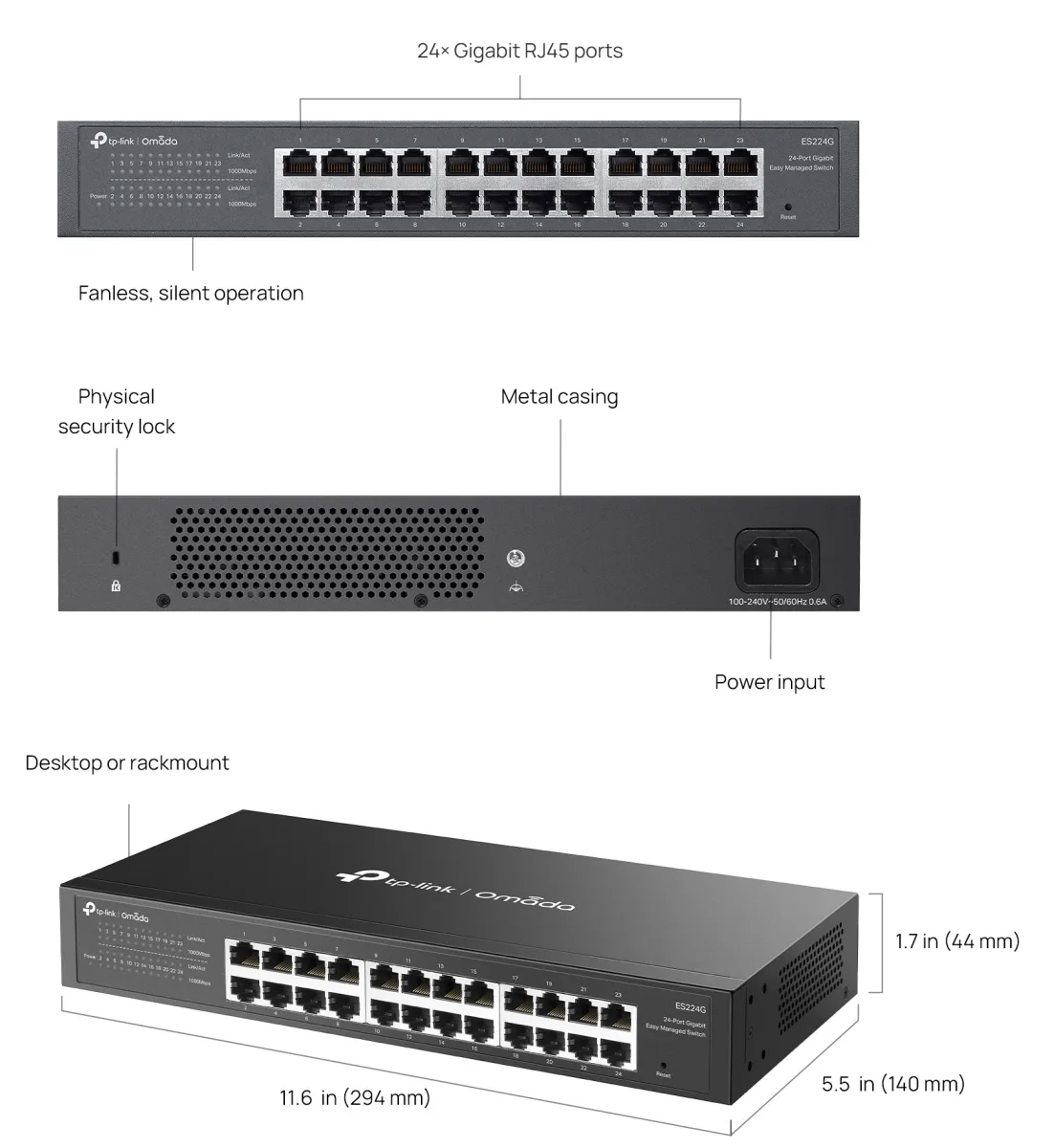 SWITCH 24P GIGABIT EASY OMADA EASY MANAGED 13INCH RACK SDN CNTRL