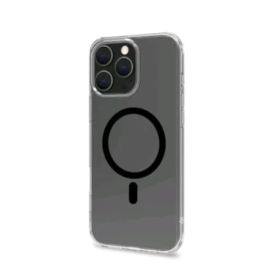 Celly Apple iPHONE 16 Pro Max Cover in Morbido Tpu Trasparente Compatibile Magsave Modulo Magnetico Circolare Nero